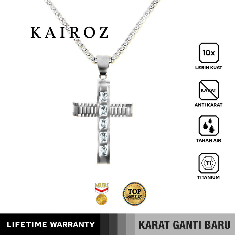 Emrys Liontin Set KAIROZ Titanium Anti Karat Kalung Liontin Salib Titanium Pria Wanita