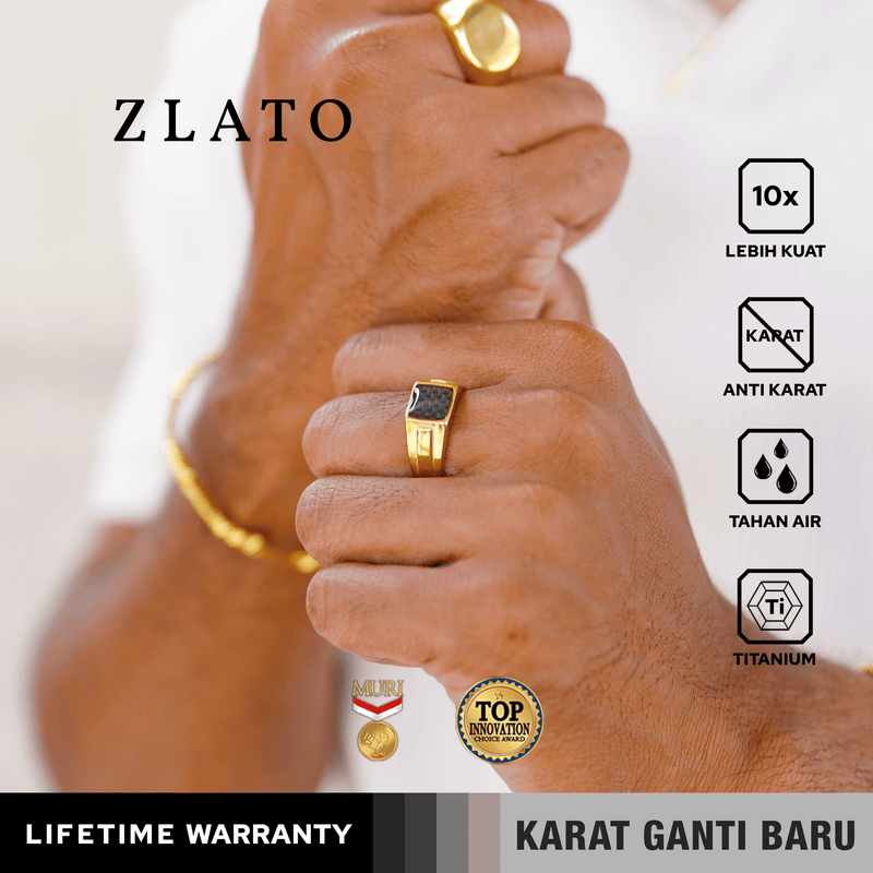 Emrys Premium Ring ZLATO Real Titanium Anti Karat Cincin Titanium Pria Wanita