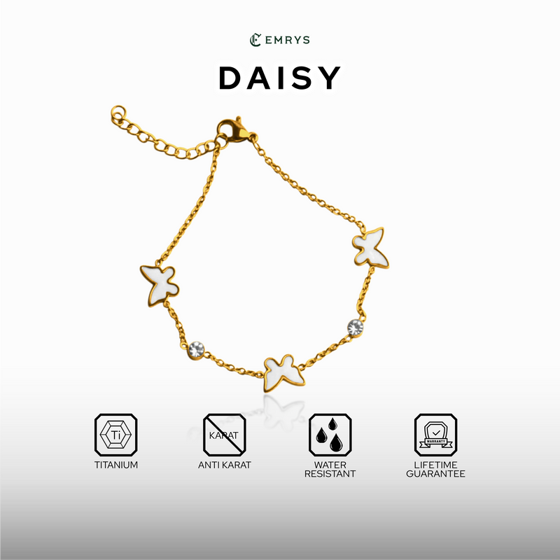 Emrys Bracelet DAISY Gelang Rantai Serut Real Titanium Anti Karat  Wanita