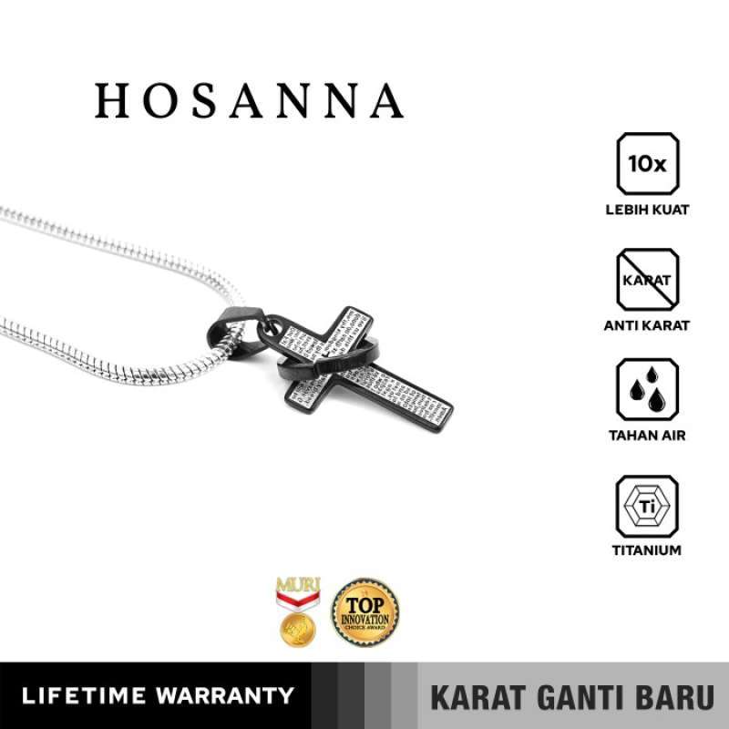 Emrys Liontin Set HOSANNA Titanium Anti Karat Kalung Liontin Salib Titanium Pria Wanita