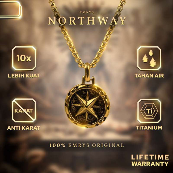 Emrys Liontin Set NORTHWAY Kalung Liontin Titanium Anti Karat Pria Wanita
