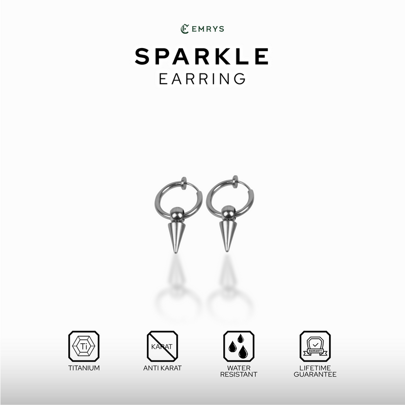 Emrys SPARKLE ANTING Jepit Titanium Anti Karat Pria dan Wanita