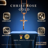 Emrys Liontin Set CHRIST ROSE GOLD Titanium Anti Karat Kalung Liontin Salib Titanium Pria Wanita