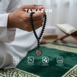 Emrys Premium TAWAZUN Prayer Beads Real Stone Tasbih Batu 33 Butir + LAFADZ ALLAH BULAT