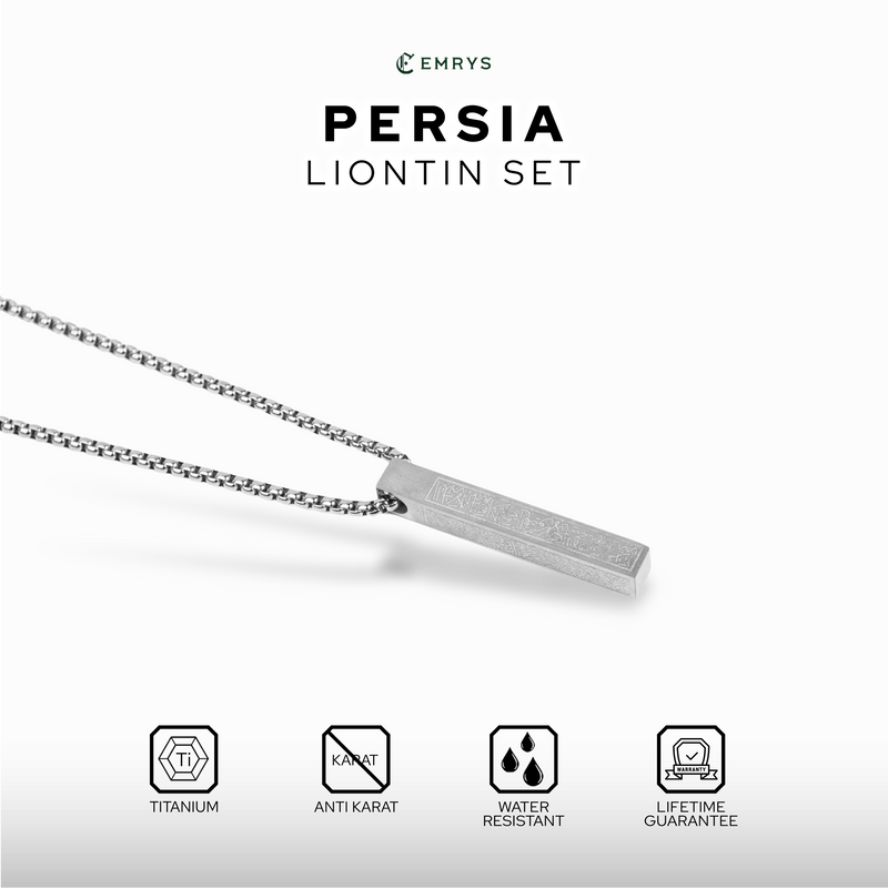 Emrys Liontin Set PERSIA Real Titanium Anti Karat Kalung Titanium Pria Wanita