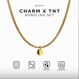 Emrys Bundling Charm X Necklace Titanium Anti Karat Kalung Liontin Set Titanium Pria Wanita
