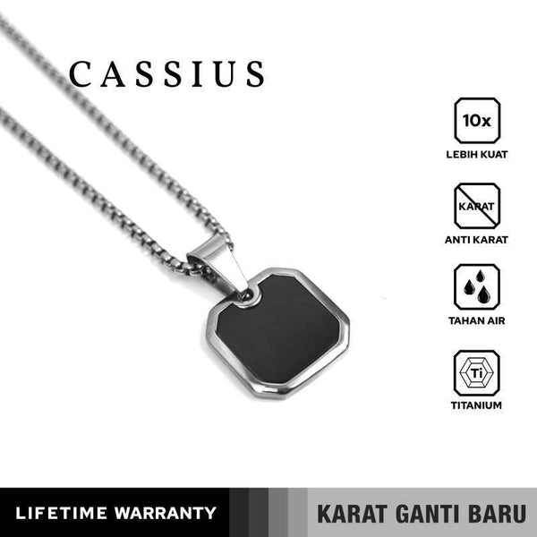 Emrys Liontin Set CASSIUS Kalung Liontin Titanium Anti Karat Pria Wanita