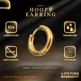 Emrys HOOPS 1 PASANG Anting Tindik TITANIUM Anti Karat Pria dan Wanita