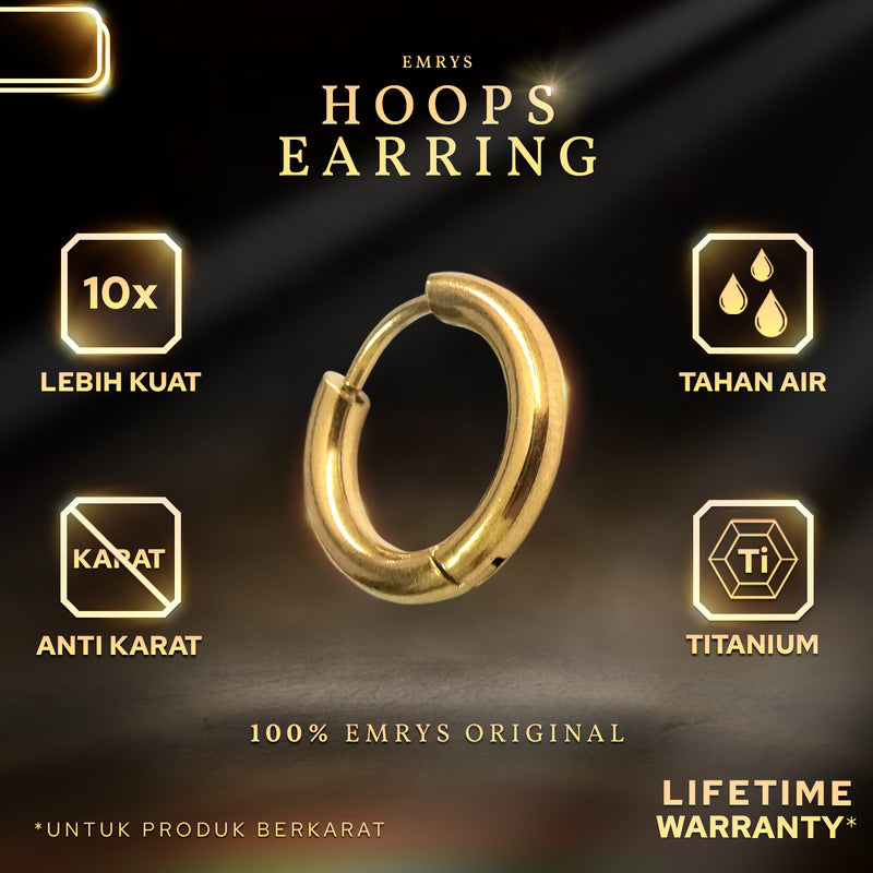 Emrys HOOPS 1 PASANG Anting Tindik TITANIUM Anti Karat Pria dan Wanita
