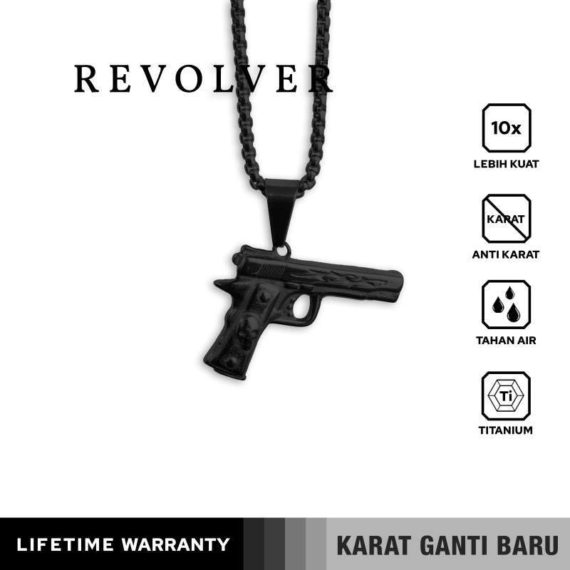 Emrys Liontin Set REVOLVER Kalung Liontin Titanium Anti Karat Pria Wanita
