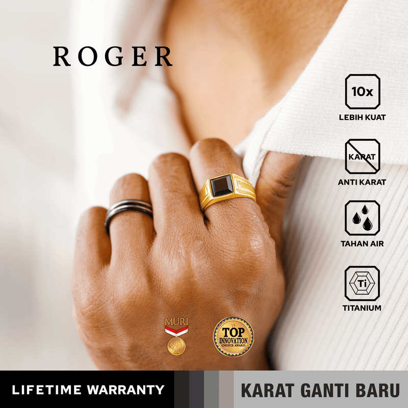 Emrys Premium Ring ROGER Real Titanium Anti Karat Cincin Titanium Pria Wanita