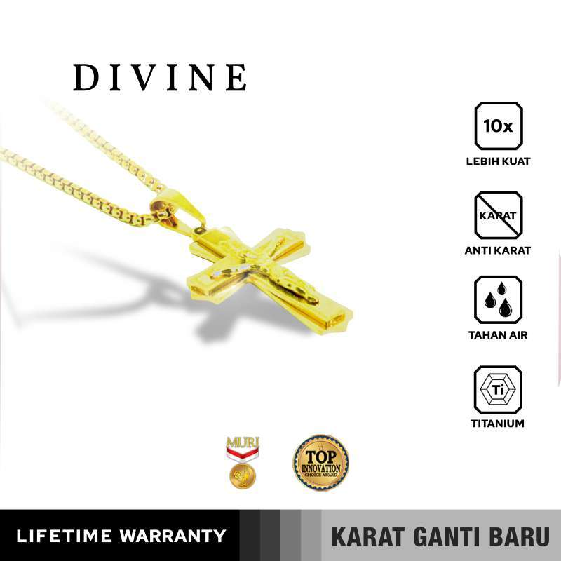 Emrys Liontin Set DIVINE Titanium Anti Karat Kalung Liontin Salib Titanium Pria Wanita