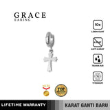 Emrys GRACE Salib  Anting Tindik TITANIUM Anti Karat Pria dan Wanita