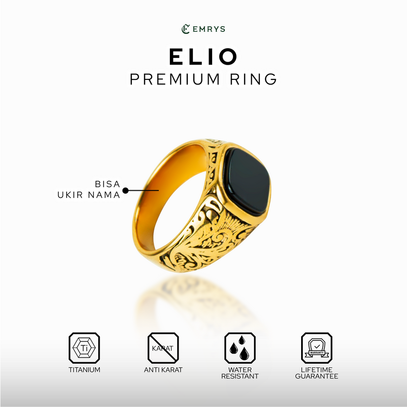 Emrys ELIO Premium Ring Cincin Titanium Pria Wanita Anti Karat Tahan Air