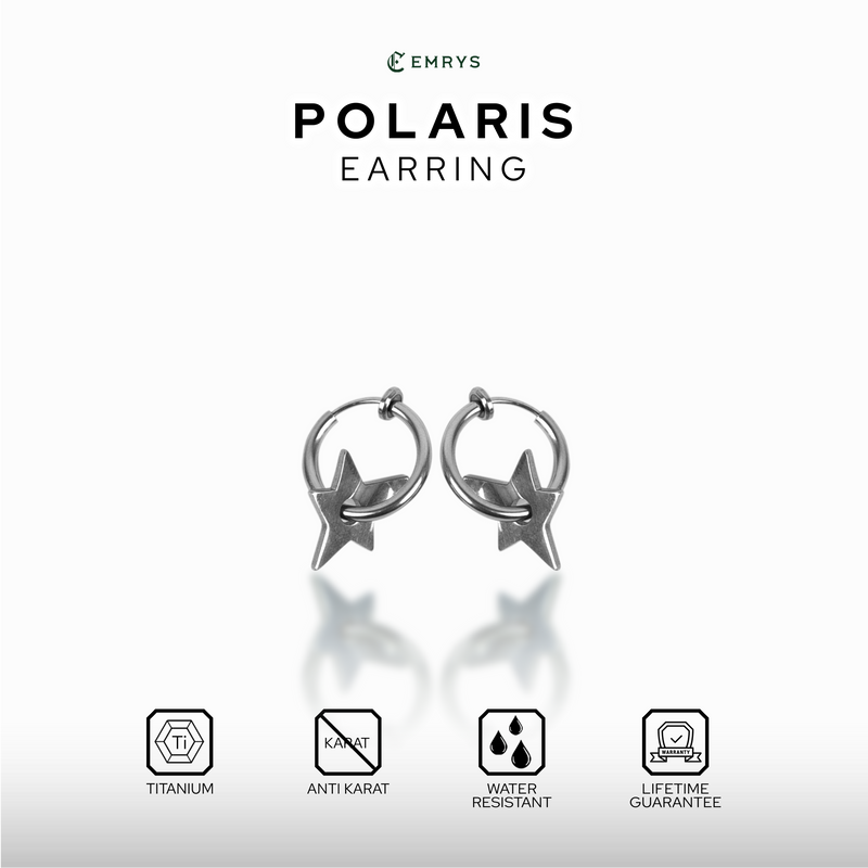 Emrys POLARIS ANTING Jepit Titanium Anti Karat Pria dan Wanita