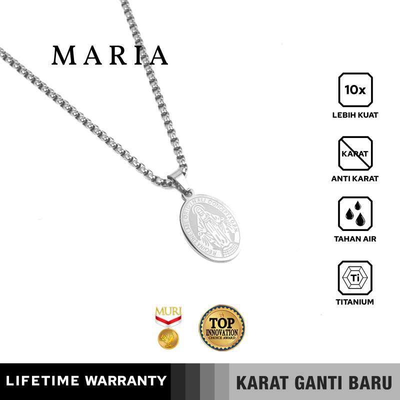 Emrys Liontin set MARIA Necklace Titanium Anti Karat Pria Wanita