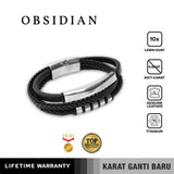 Emrys OBSIDIAN Bracelet Real Leather Gelang Kulit Pria dan Wanita