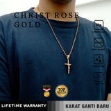 Emrys Liontin Set CHRIST ROSE GOLD Titanium Anti Karat Kalung Liontin Salib Titanium Pria Wanita