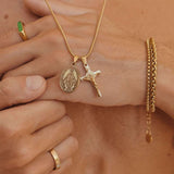 Emrys Liontin set MARIA Necklace Titanium Anti Karat Pria Wanita