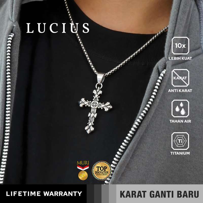 Emrys Liontin Set LUCIUS Real Titanium Anti Karat Kalung Titanium Pria Wanita