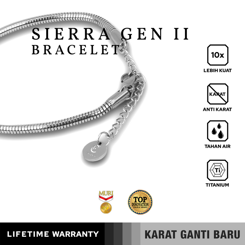 Emrys Premium Bracelet SIERRA GEN II Real Anti Karat Gelang Titanium Pria dan Wanita