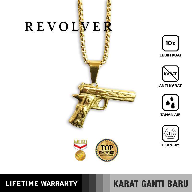 Emrys Liontin Set REVOLVER Kalung Liontin Titanium Anti Karat Pria Wanita