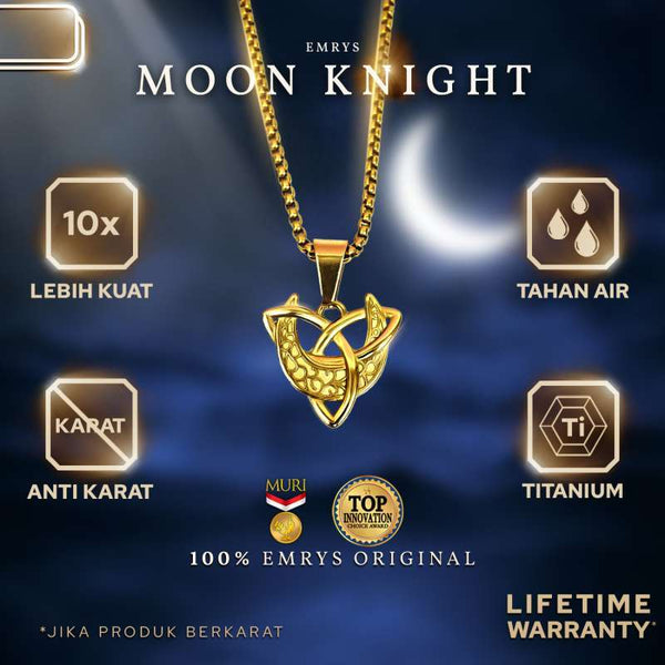 Emrys Liontin Set MOON KNIGHT Real Titanium Anti Karat Liontin Titanium Pria Wanita