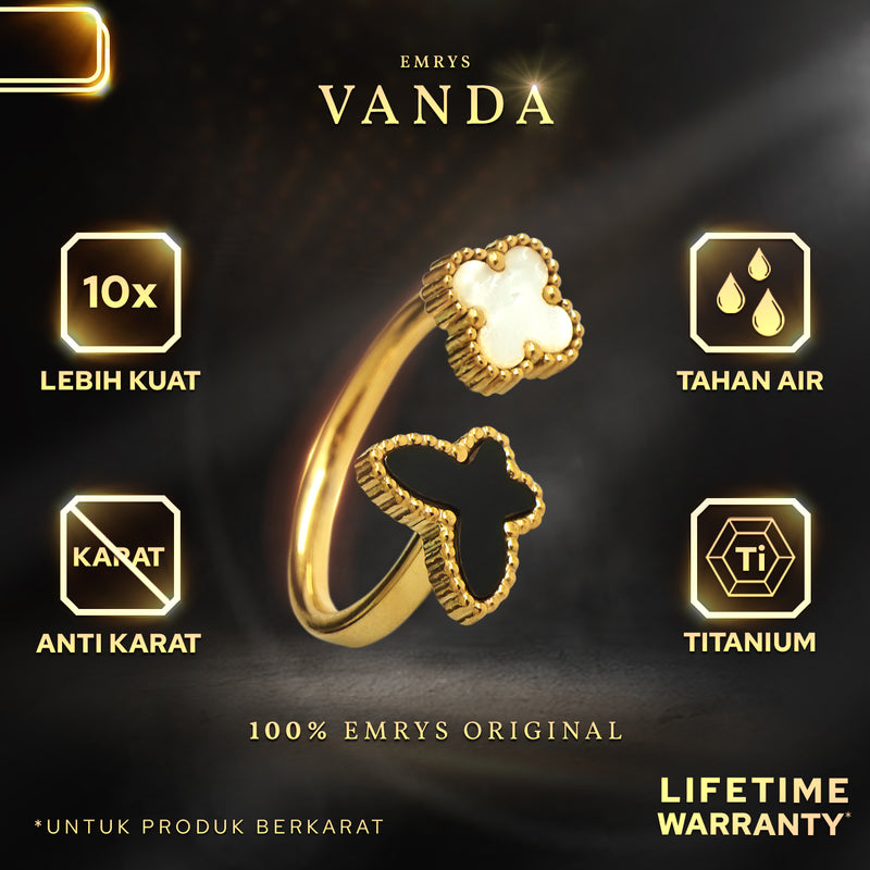 Emrys Premium VANDA Ring Real Titanium Anti Karat Cincin Titanium Pria Wanita