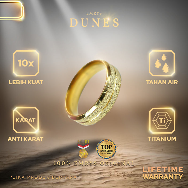 Emrys Premium Ring DUNES  Real Titanium Anti Karat Cincin Pria Wanita