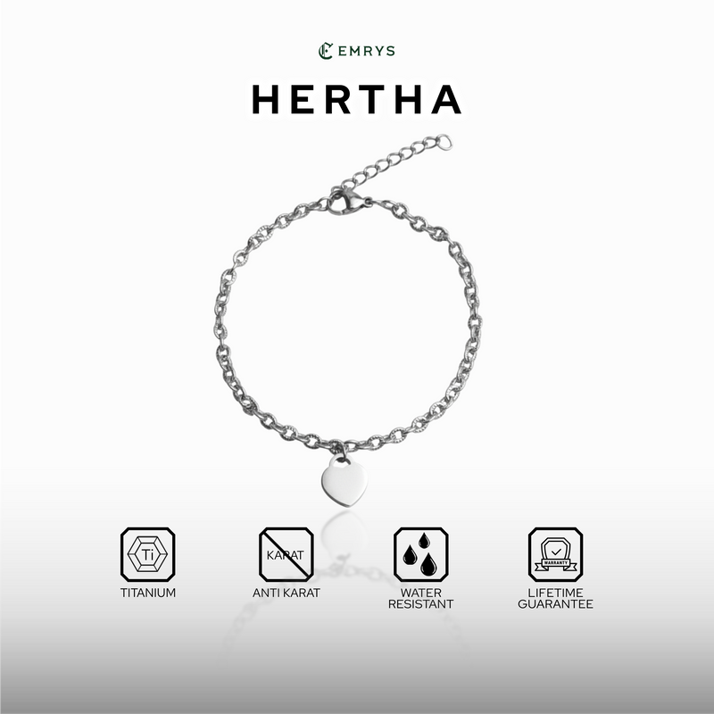 Emrys Bracelet HERTHA Real Titanium Gelang Rantai Anti Karat Pria dan Wanita