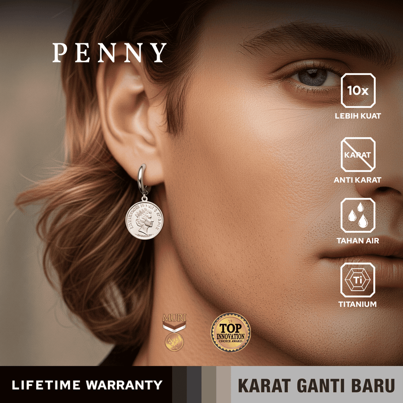 Emrys PENNY ANTING Tindik Titanium Anti Karat Pria dan Wanita