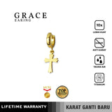 Emrys GRACE Salib  Anting Tindik TITANIUM Anti Karat Pria dan Wanita