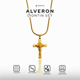 Emrys Liontin Set ALVERON Titanium Anti Karat Kalung Liontin Salib Titanium Pria Wanita