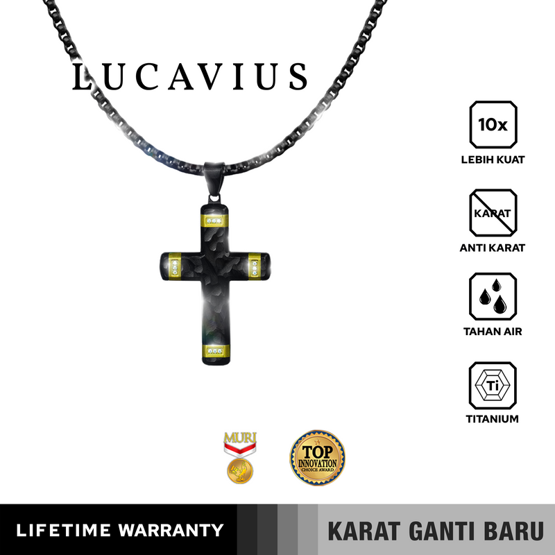 Emrys Liontin Set LUCAVIUS Titanium Anti Karat Kalung Liontin Salib Titanium Pria Wanita