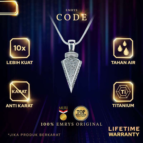 Emrys Liontin Set CODE Real Titanium Anti Karat Kalung Titanium Pria Wanita