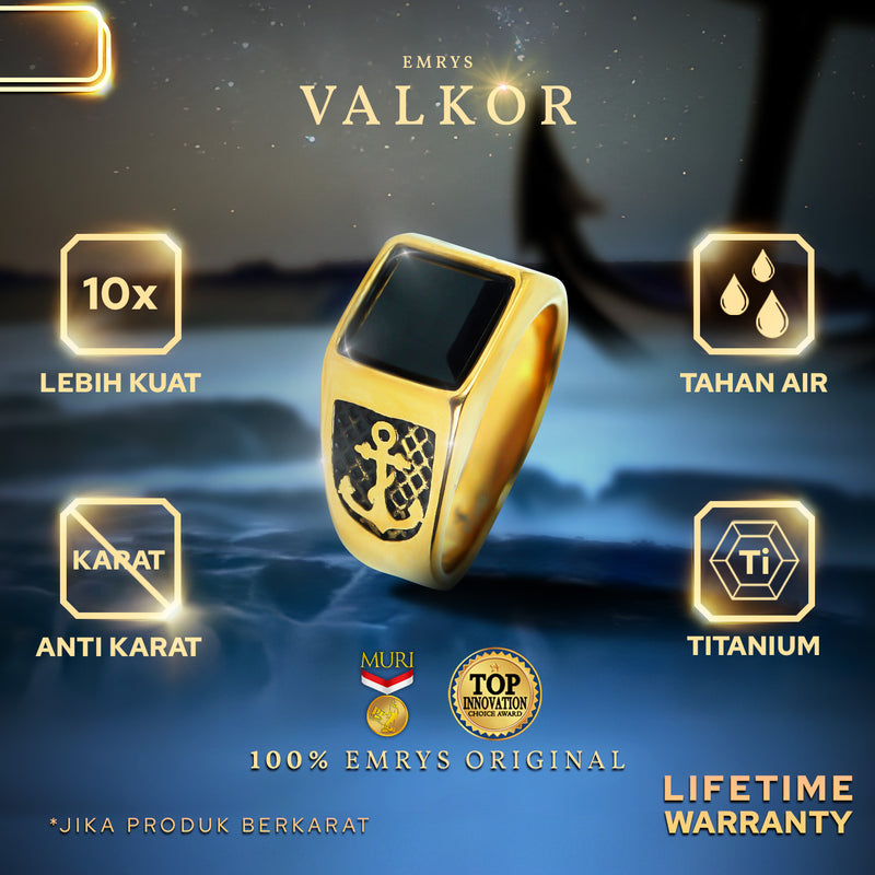 Emrys Premium Ring VALKOR Real Titanium Anti Karat Cincin Titanium Pria Wanita