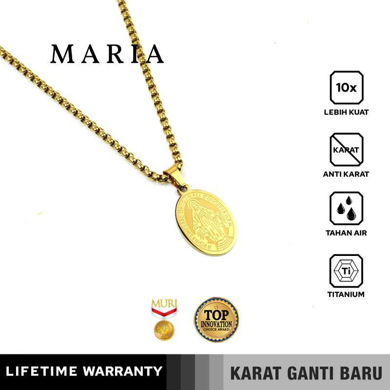 Emrys Liontin set MARIA Necklace Titanium Anti Karat Pria Wanita