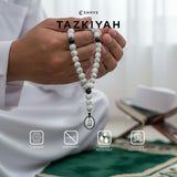 Emrys Premium TAZKIYAH Prayer Beads Real Stone Tasbih Batu 33 Butir + LAFADZ ALLAH OVAL