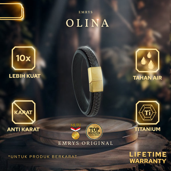 Emrys OLINA Bracelet Real Leather Gelang Kulit Pria Wanita