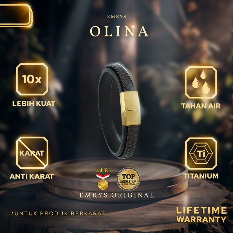 Emrys OLINA Bracelet Real Leather Gelang Kulit Pria Wanita