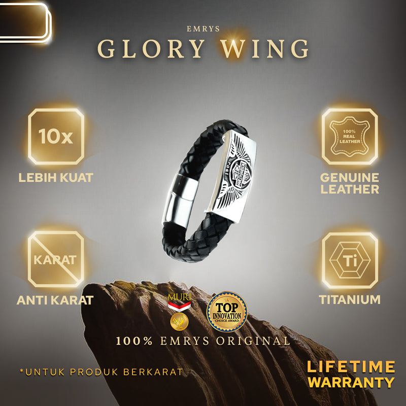 Emrys GLORY WING Bracelet Real Leather Gelang Kulit Pria dan Wanita