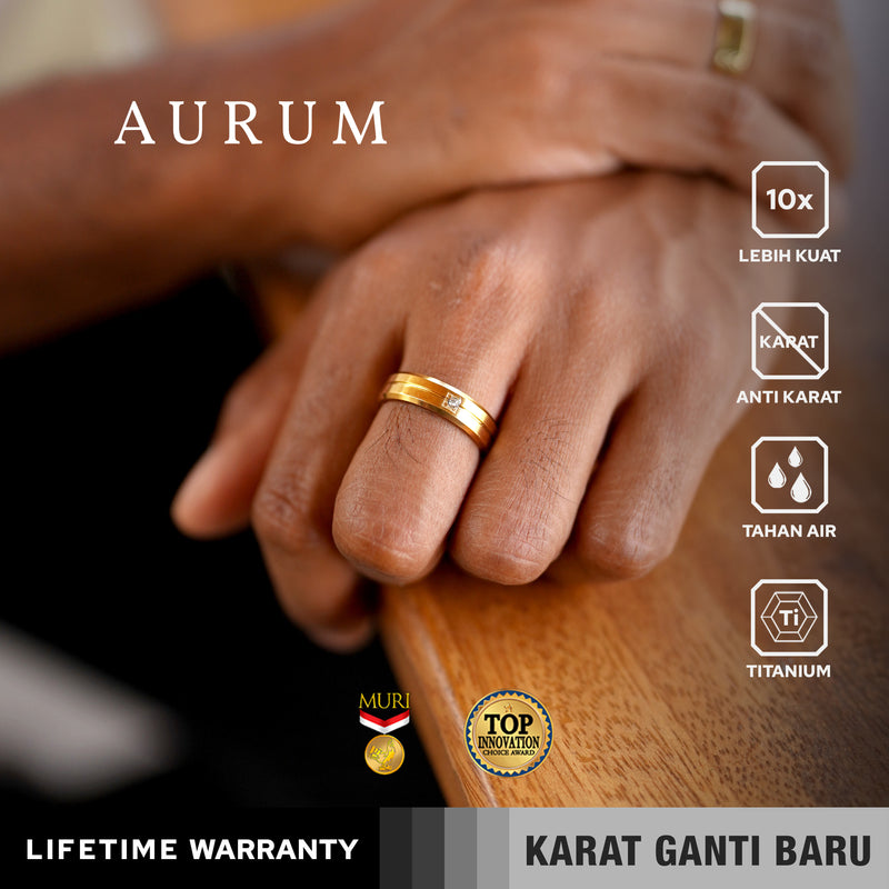 Emrys Simple Ring AURUM  Real Titanium Anti Karat Cincin Titanium Pria Wanita