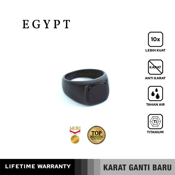 Emrys Premium Ring EGYPT SQUARE BLACK DOFF Real Titanium Anti Karat Cincin Titanium Pria Wanita