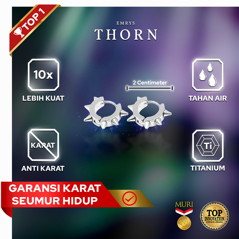 Emrys THORN ANTING Tindik Titanium Anti Karat Pria dan Wanita