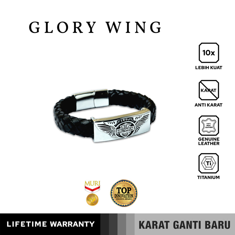 Emrys GLORY WING Bracelet Real Leather Gelang Kulit Pria dan Wanita