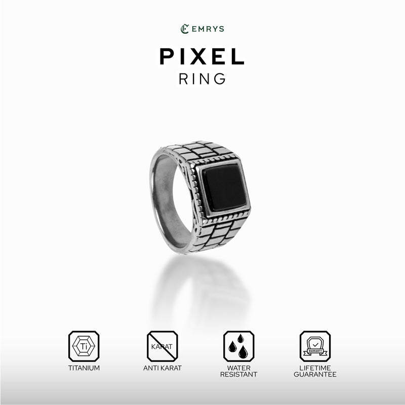 Emrys PIXEL Premium Ring Cincin Titanium Pria Wanita Anti Karat Tahan Air