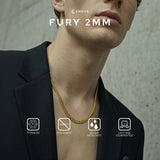 Emrys Necklace FURY 2mm Real Titanium Anti Karat Kalung Titanium Pria Wanita