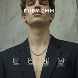 Emrys Necklace FURY 2mm Real Titanium Anti Karat Kalung Titanium Pria Wanita
