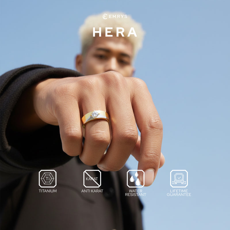 Emrys Premium Ring HERA Real Titanium Anti Karat Cincin Titanium Pria Wanita