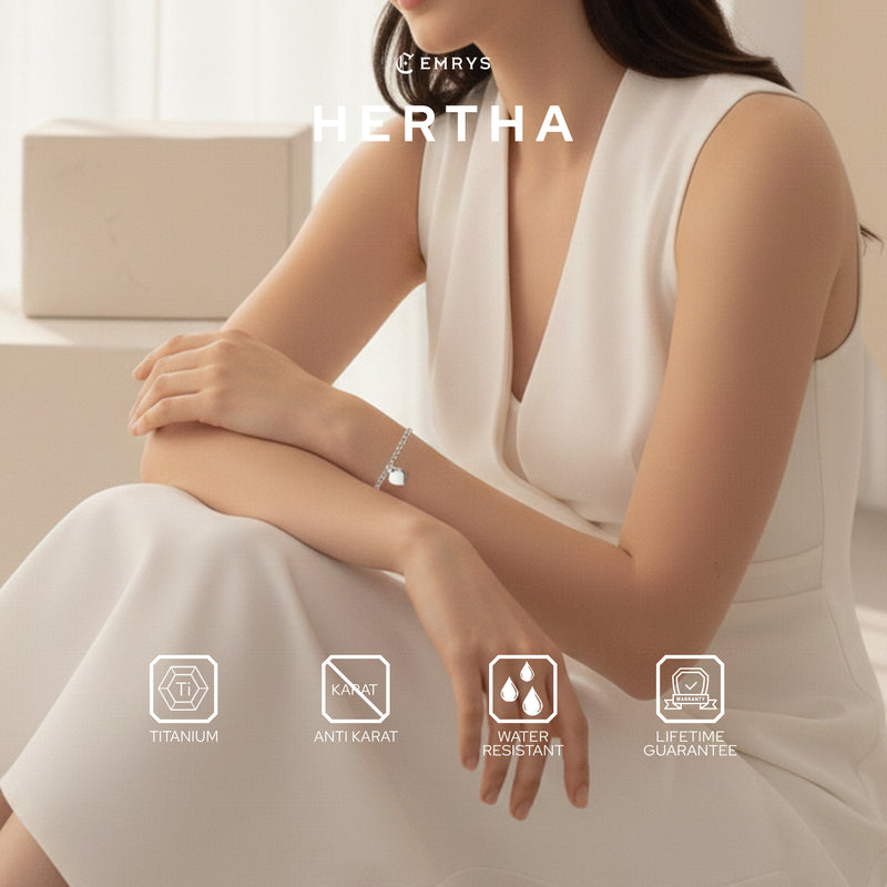 Emrys Bracelet HERTHA Real Titanium Gelang Rantai Anti Karat Pria dan Wanita